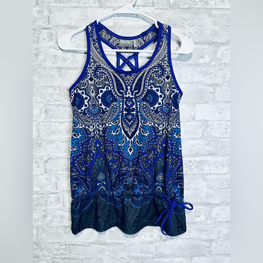 Athleta Tic Tac Toe Paisley Support Tank/TinkerTank Size Small Blue/Purple print